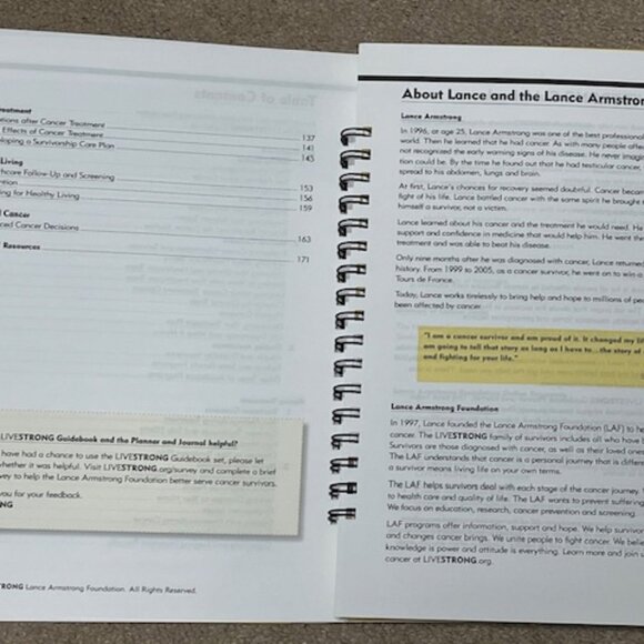 Lance Armstrong's Livestrong Guidebook, Planner and Journal 2 Paperback Binders - Picture 4 of 8